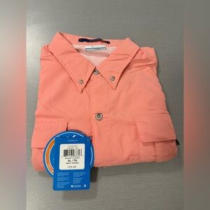 Columbia Men's PFG Bahama II Long Sleeve Fishing Shirt Mens XL Pink NWT UPF50